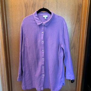 J. Jill Purple Gauze Textured Shirt